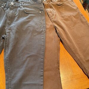 2 pair men’s H&M 30x30 slim fit pants charcoal and brown